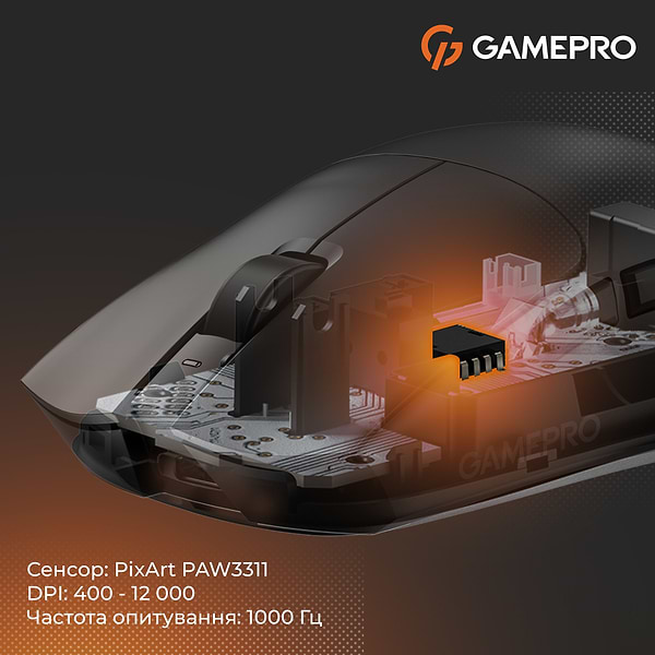 Фото - Мышь беспроводная игровая GamePro Genesis Wizard Wireless/Bluetooth/USB PixArt PAW3311 Sensor Black (GM160B)