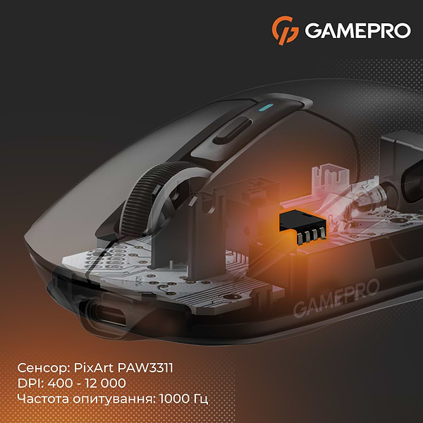 Фото - Мышь беспроводная игровая GamePro Genesis Airmaster Wireless/Bluetooth/USB PixArt PAW3311 Sensor Black (GM167B)