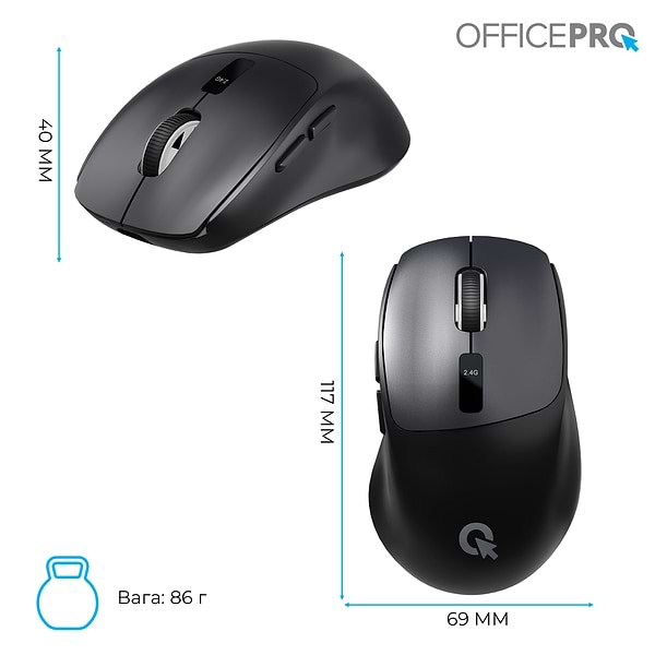 Фото - Мышь беспроводная OfficePro Silent Click Wireless Black (M398B)
