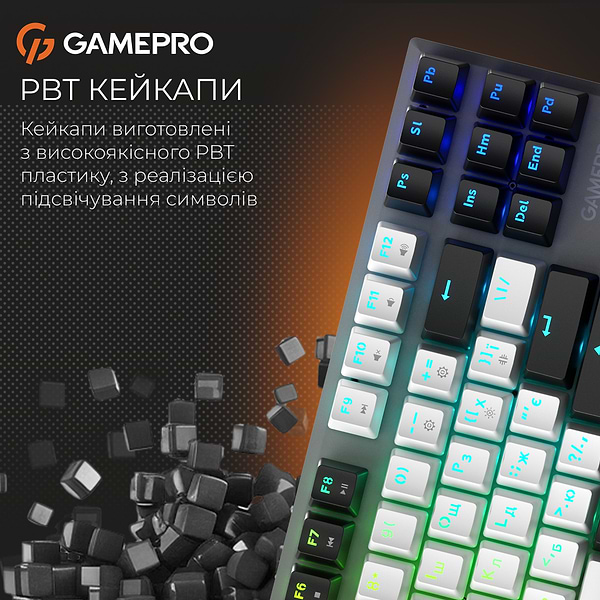 Фото - Клавиатура беспроводная игровая GamePro Genesis Joker Pro 87% Wireless/Bluetooth/USB Gray (MK124G Pro)