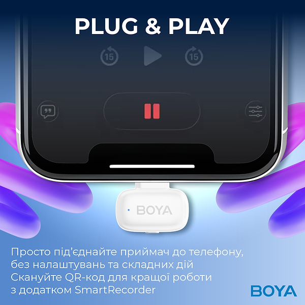 Фото - Мікрофон для смартфона Boya mini-13 Type-C/Lightning White
