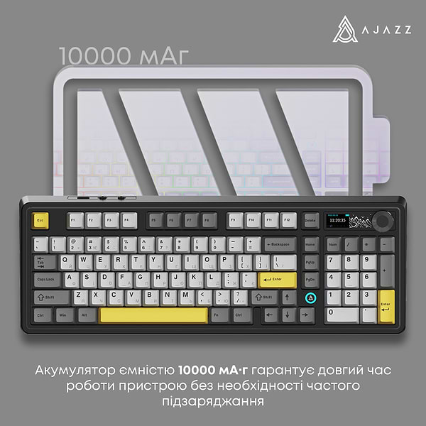 Фото - Клавиатура беспроводная игровая Ajazz AK980 V2 Gift Switch V2 Black Gray Yellow (AK980-V2-G-BGY)