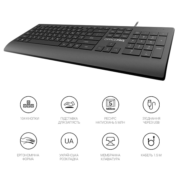 Фото - Клавіатура дротова OfficePro SK360 Black