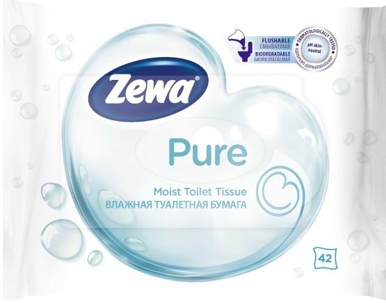 Вологий туалетний папір Zewa Pure Moist, 42 шт. (7322540796582)