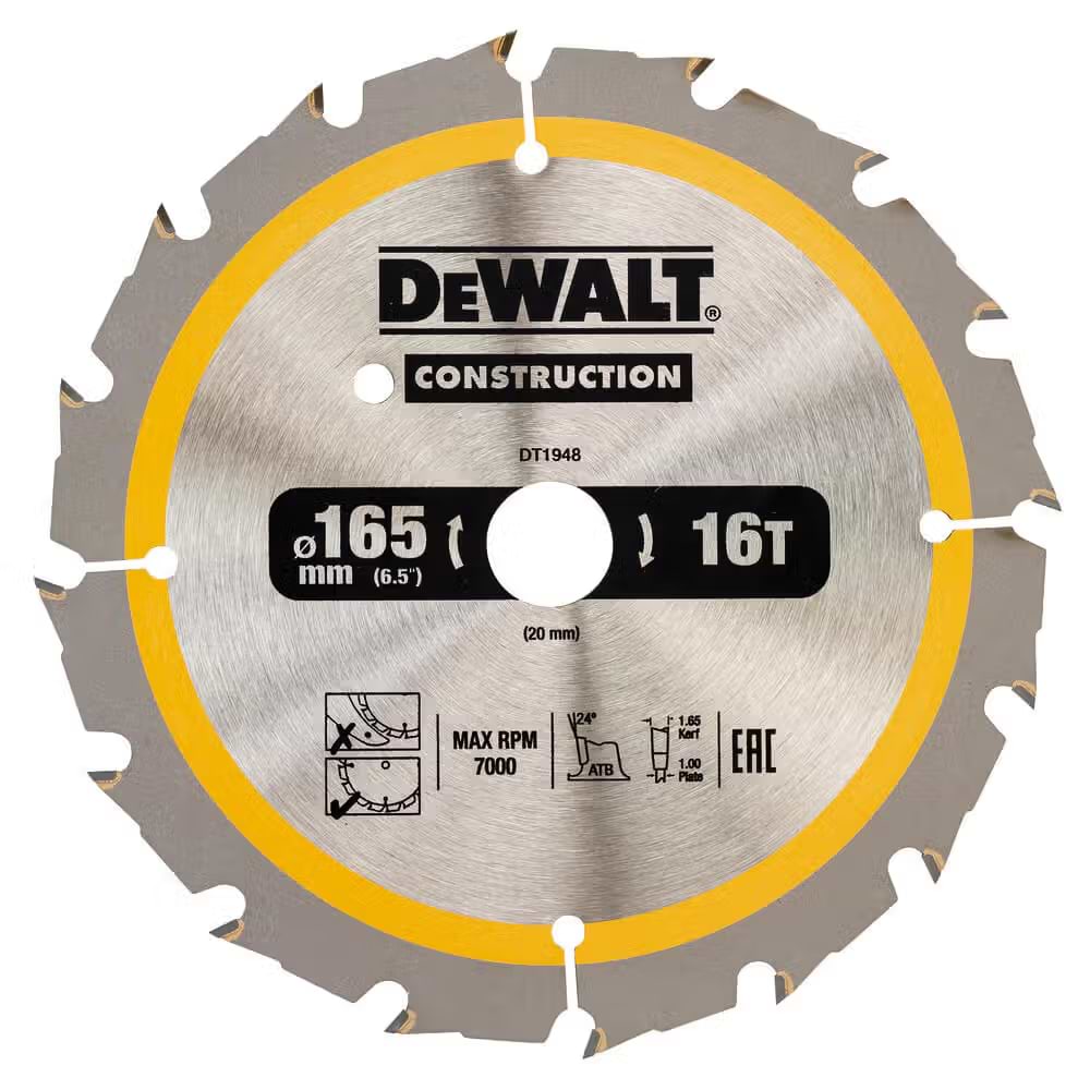Круг відрізний по дереву DeWALT CONSTRUCTION 165х20 мм (DT1948)
