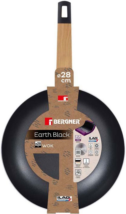 Фото - Сковорода ВОК Bergner Earth Вlack 28 см (BG-34627-BK)