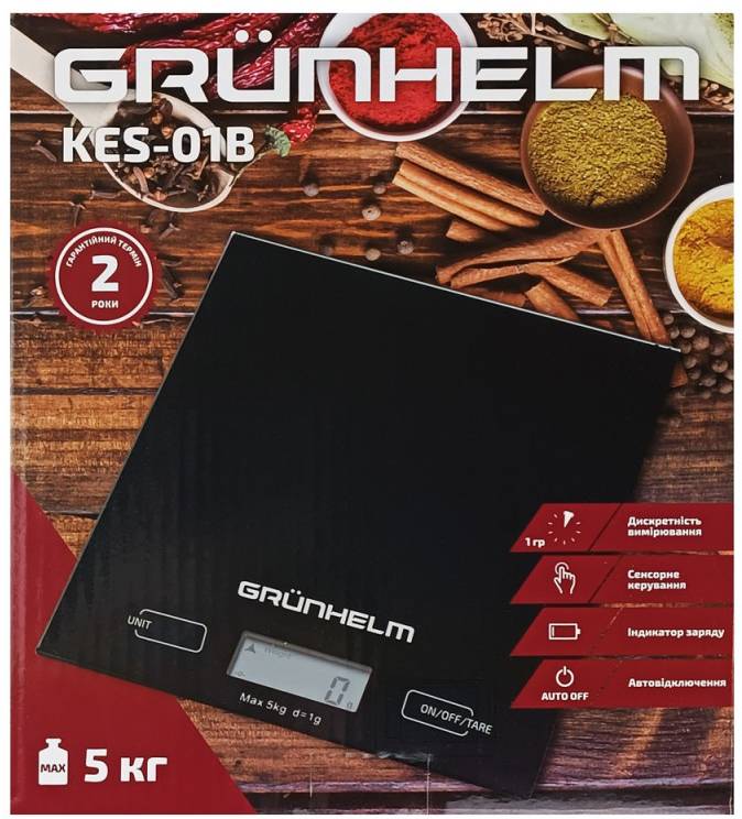 Фото - Весы кухонные Grunhelm KES-01B