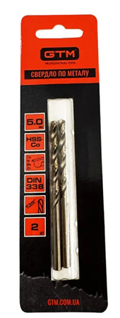Сверло GTM 5,0 мм HSS-Co5 2 шт. (ECo-050B)