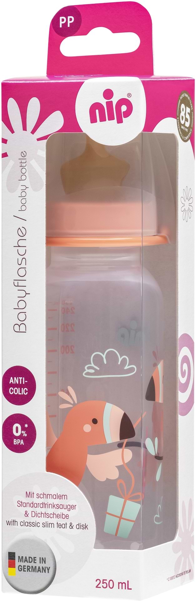 Пляшка для годування NIP PP, 250 мл. (35006)