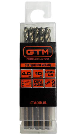 Сверло GTM 4,0 мм HSS-Co5 10 шт. (ECo-040K)