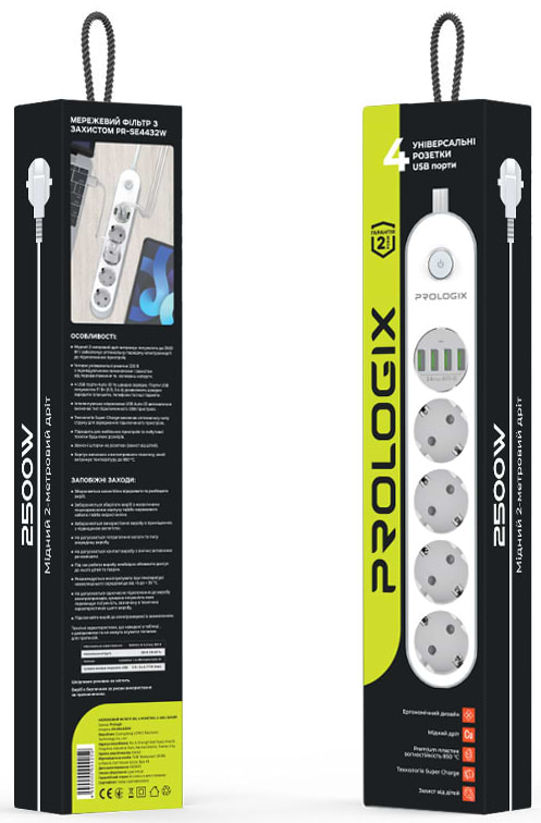 Фото - Мережевий фільтр ProLogix Premium 4р 2m (PR-SE4432W)