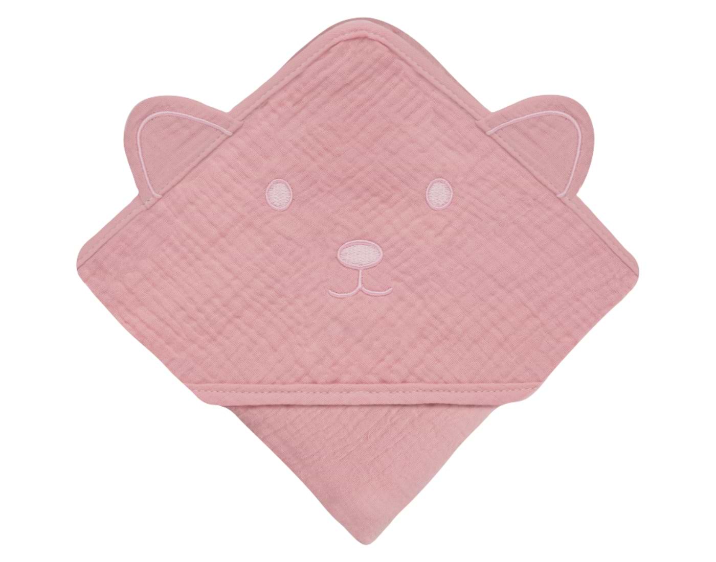 Полотенце бамбук детское Lionelo Muslin Hooded Towel Pink Baby