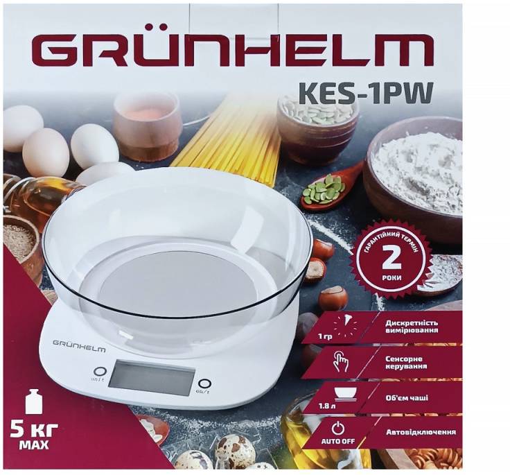 Фото - Весы кухонные Grunhelm KES-1PW