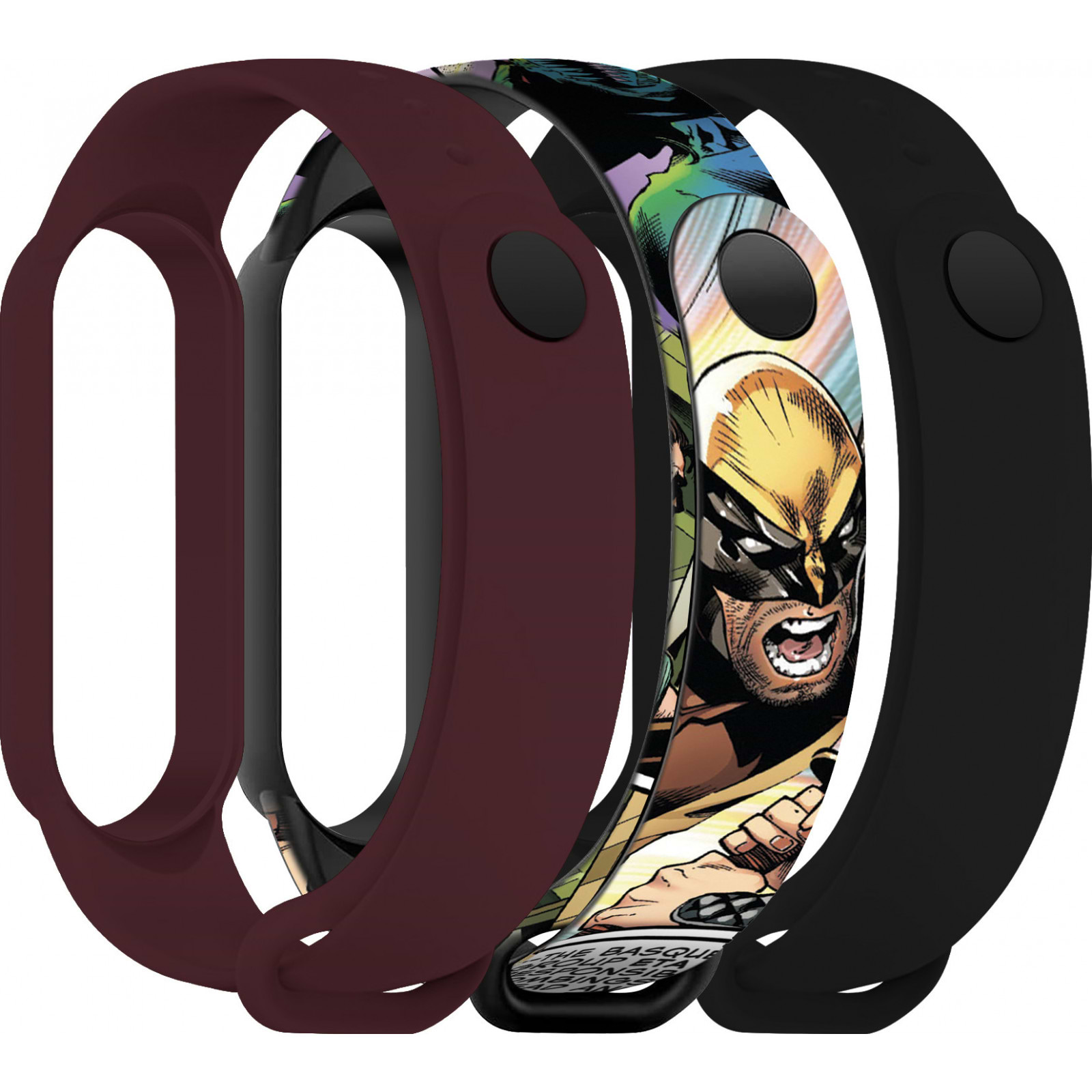 Ремінець для фітнес-браслету Armorstandart for Xiaomi Mi Band 7/6/5 Wolverine comix 3 шт. (ARM77056)
