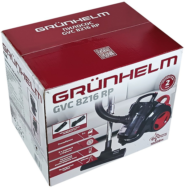 Фото - Пилосос для сухого прибирання без мішка Grunhelm GVC8216 RP Red