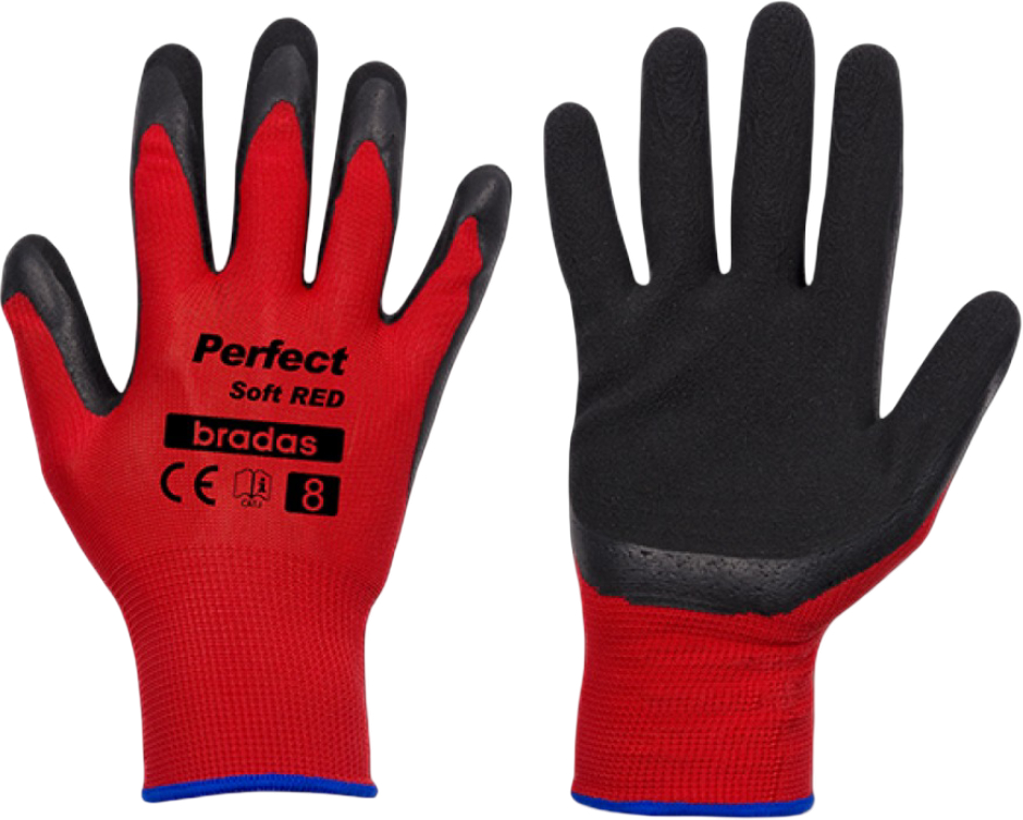 Рукавички садові BRADAS Perfect Soft Red з латексним покриттям, розмір 11, 12 пар Червоні (RWPSRD11)