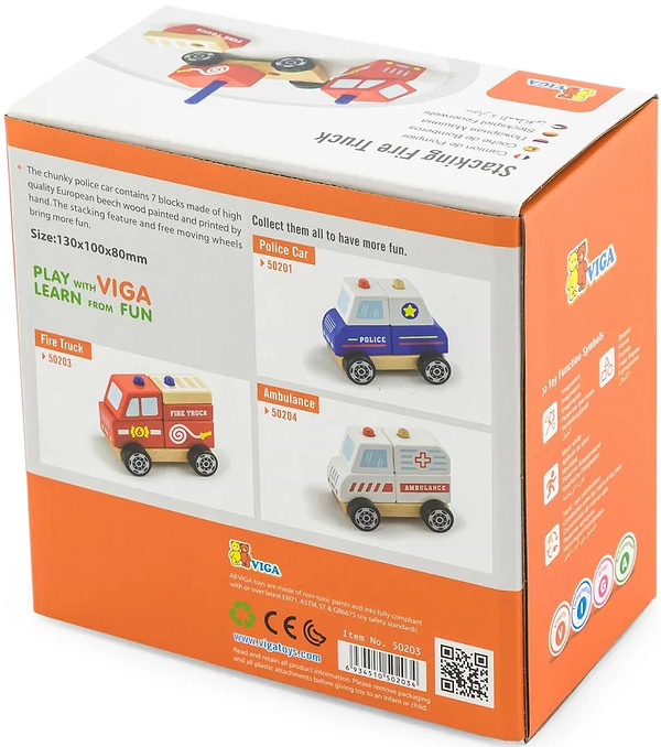 Фото - Пірамідка Viga Toys Пожежна машинка (50203FSC)