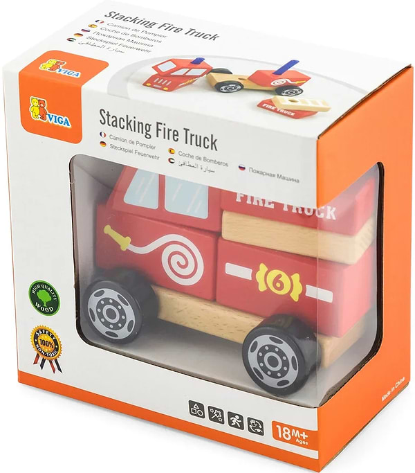 Фото - Пірамідка Viga Toys Пожежна машинка (50203FSC)