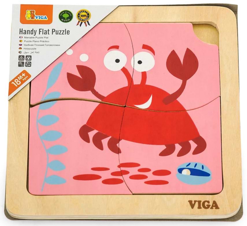 Головоломка из дерева Viga Toys Крабик 4 эл. (50146) - Фото 1