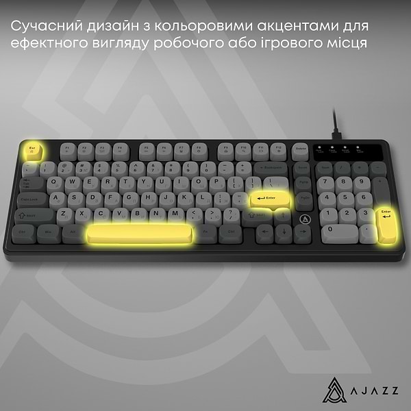 Фото - Клавиатура проводная игровая Ajazz AF98 Black Gray Yellow (AF98-BGY)