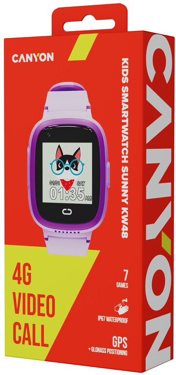 Фото - Детские часы Canyon Sunny KW-48 Video 4G GPS Games Music Violet (CNE-KW48VL)
