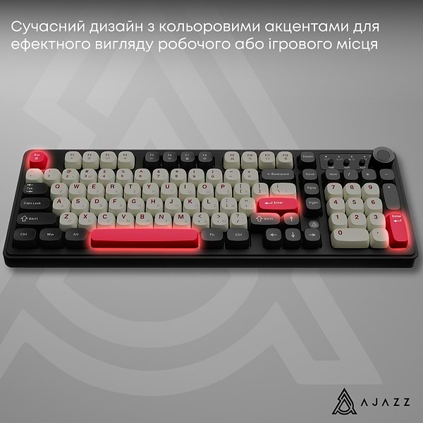 Фото - Клавиатура беспроводная игровая Ajazz AF98 PLUS Black Shark Red (AF98-PLUS-BSR)