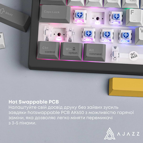 Фото - Клавіатура бездротова ігрова Ajazz AK650 Flying Fish Switch Black RGB With Screen (AK650-FF-BGY)