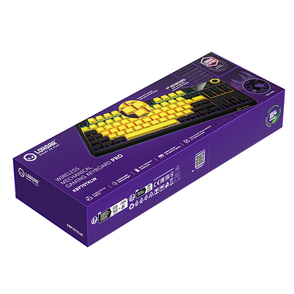 Фото - Клавиатура беспроводная игровая Lorgar KBP70TKLW Wireless TKL Mechanical Pro Black-Yellow (LRG-KBP70TKLW-YL-US)