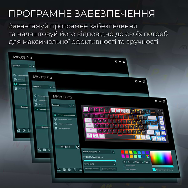 Фото - Клавіатура бездротова ігрова GamePro Asgard Valhalla Pro 75% Wireless/Bluetooth/USB Black (MK160B-D-Pro)