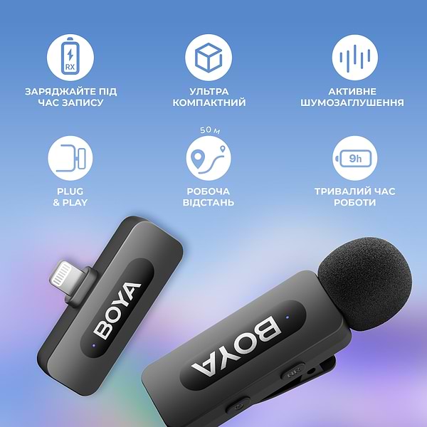 Фото - Мікрофон для смартфона Boya BY-V2 Lightning Black