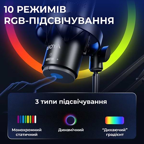 Фото - Микрофон для компьютера проводной Boya K9 RGB Black