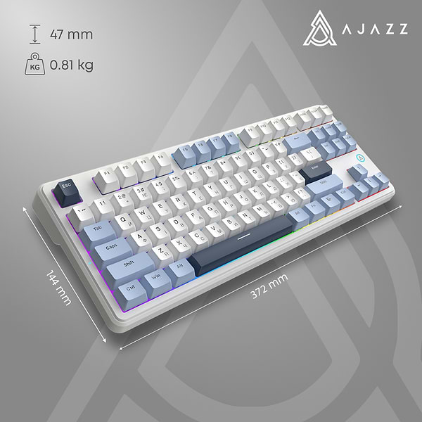 Фото - Клавиатура проводная игровая Ajazz AK870 V2 Flying Fish Switch White USB-C (AK870-V2-FF-BWB)
