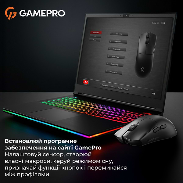 Фото - Мышь беспроводная игровая GamePro Genesis Wizard Wireless/Bluetooth/USB PixArt PAW3311 Sensor Black (GM160B)