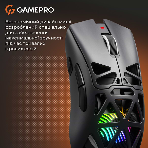 Фото - Мышь беспроводная игровая GamePro Genesis Spider Wireless/Bluetooth/USB PixArt PAW3311 Sensor Black (GM870B)