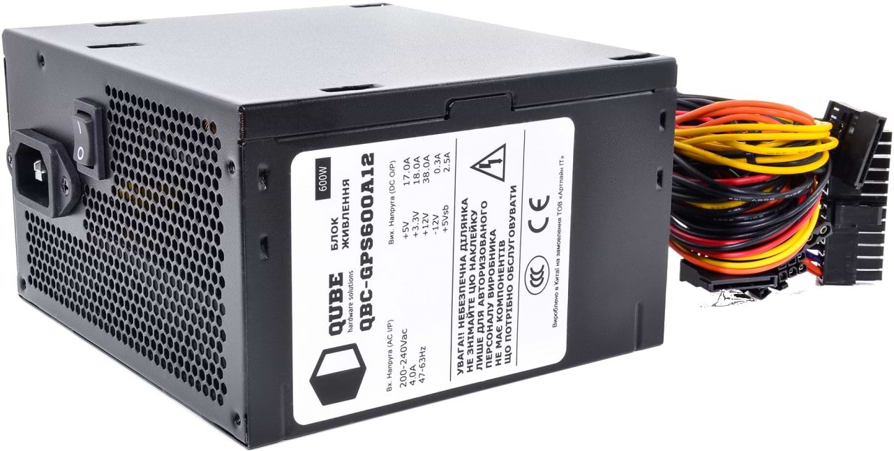 Блок питания для ПК QUBE 600W 80+ (QBC-GPS600A12)