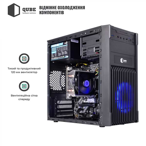 Фото - Системний блок QUBE QB i7 12700F RX 560 4GB 3242 (i712700FRX5604GB3242)