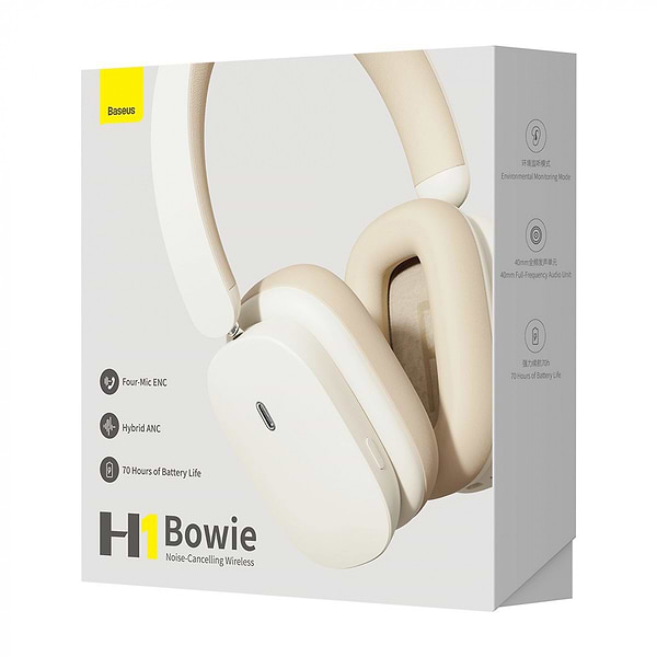 Фото - Навушники повнорозмірні бездротові Baseus Bowie H1 Creamy-White (NGTW230002)