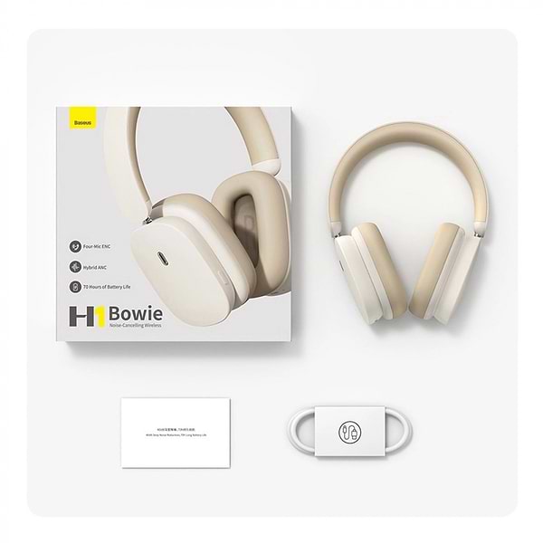 Фото - Навушники повнорозмірні бездротові Baseus Bowie H1 Creamy-White (NGTW230002)