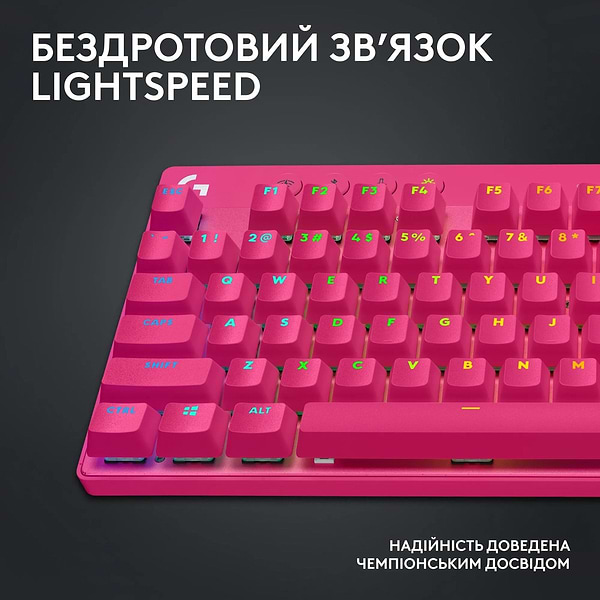 Фото - Клавиатура беспроводная игровая Logitech G Pro X TKL LightSpeed Magenta (920-012159)