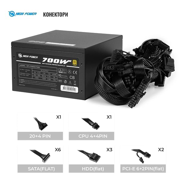 Фото - Блок питания для ПК HighPower 700W 80+ GOLD (HP1-J700GD-F12S)
