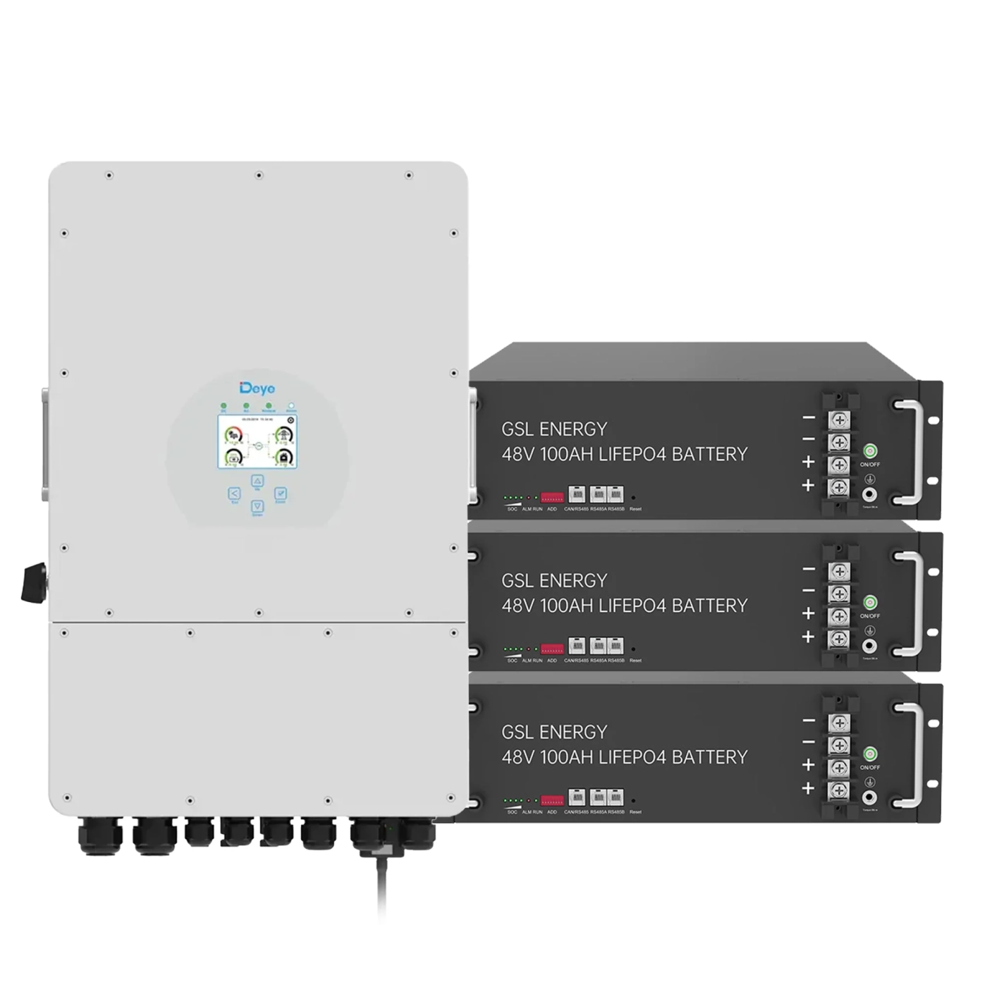 Система хранения энергии Deye SUN-10K-SG02LP1-EU-AM3-3GS14.4K-LFP (1ф, 10kW, 48V, 300Ah, LiFePO4)