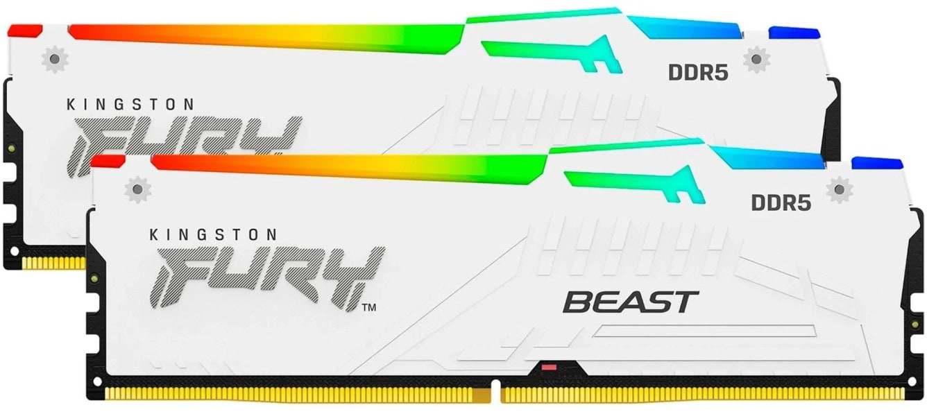 Память DDR Kingston Fury 64 GB (2x32GB) DDR5 5600 MHz Beast RGB EXPO White (KF556C36BWEAK2-64)