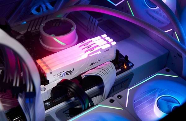 Фото - Память DDR Kingston FURY Beast White RGB DDR5-6000 64GB (2x32GB) (KF560C30BWEAK2-64)