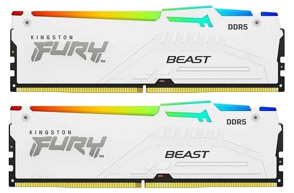 Фото - Память DDR Kingston FURY Beast White RGB DDR5-6000 64GB (2x32GB) (KF560C30BWEAK2-64)