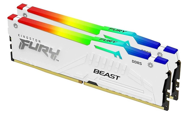 Фото - Память DDR Kingston FURY Beast White RGB DDR5-6000 64GB (2x32GB) (KF560C30BWEAK2-64)