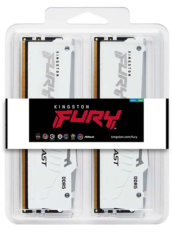 Фото - Память DDR Kingston FURY Beast White RGB DDR5-6000 64GB (2x32GB) (KF560C30BWEAK2-64)
