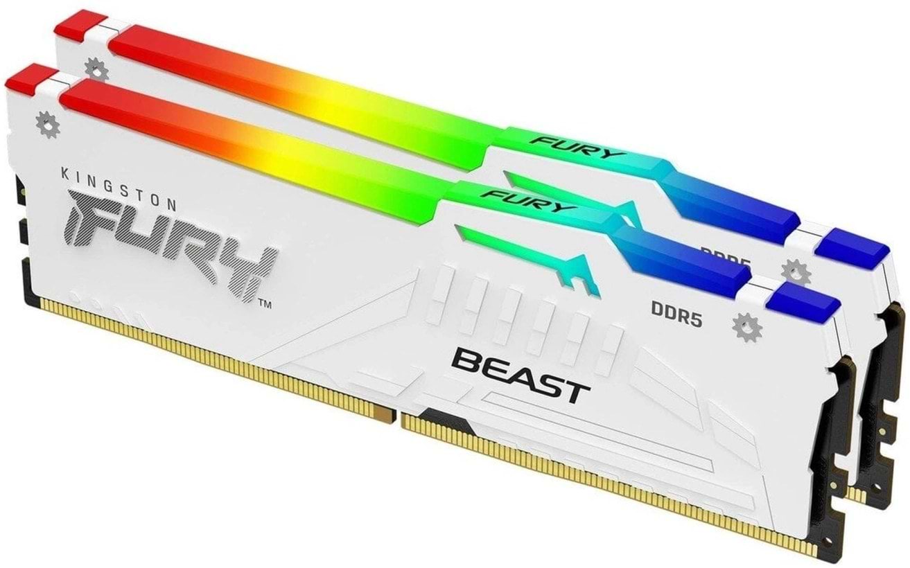 Память DDR Kingston FURY Beast White RGB DDR5 6400 64GB (2x32GB) (KF564C32BWEAK2-64)