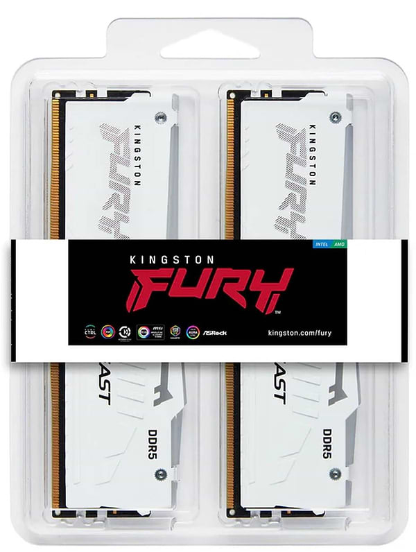 Фото - Память DDR Kingston FURY Beast White RGB DDR5-6000 32GB (2x16GB) (KF560C30BWEAK2-32)