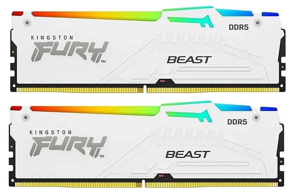 Фото - Память DDR Kingston FURY Beast White RGB DDR5-6000 32GB (2x16GB) (KF560C30BWEAK2-32)