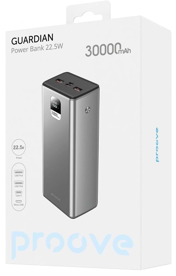 Фото - Батарея мобільна Proove Guardian 22.5W 30000mAh metal gray (2001001750053)